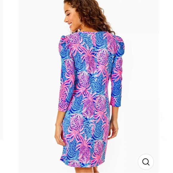 Lilly Pulitzer Marlie Dress Borealis Blue Tropical Down Low Pineapple Print XL - Picture 10 of 16